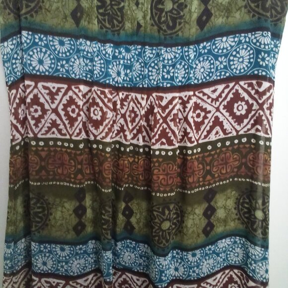 Chris McLaughlin Dress Women 4 Sleeveless Flowing Pattern Green Brown - Picture 15 of 16